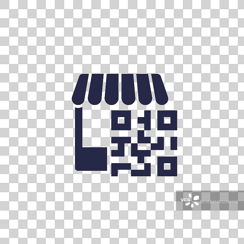 白色背景上的带二维码图标的商店图片素材