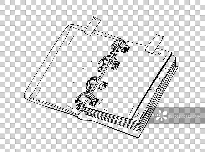 打开的螺旋笔记本，里面是空白页图片素材
