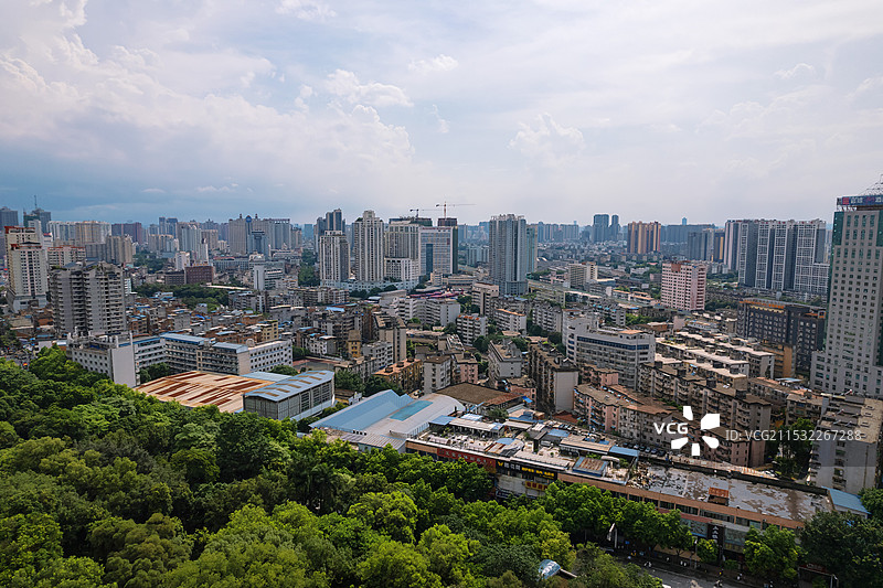 中国广西壮族自治区南宁市兴宁区民生街道，城市风光航拍图片素材