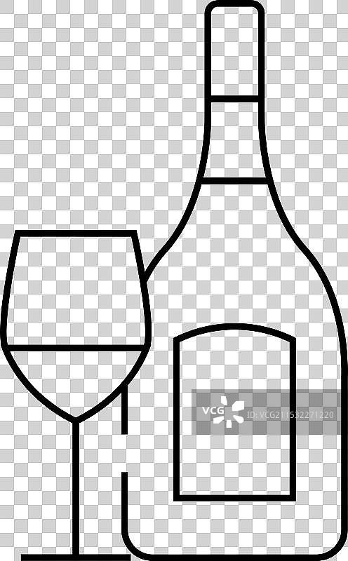 霞多丽白葡萄酒线条图标图片素材