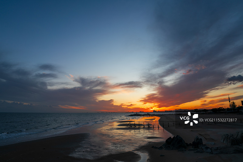 秦皇岛晚霞图片素材