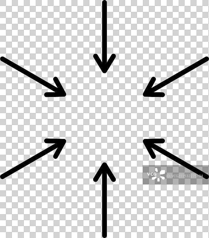 六个向内的径向箭头图标图片素材