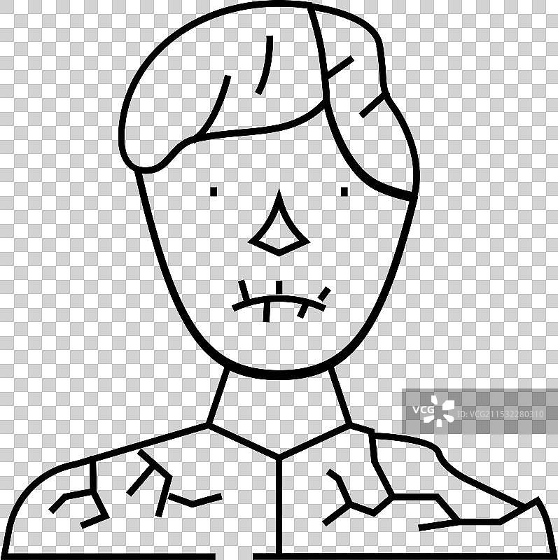 僵尸恐怖线条图标图片素材