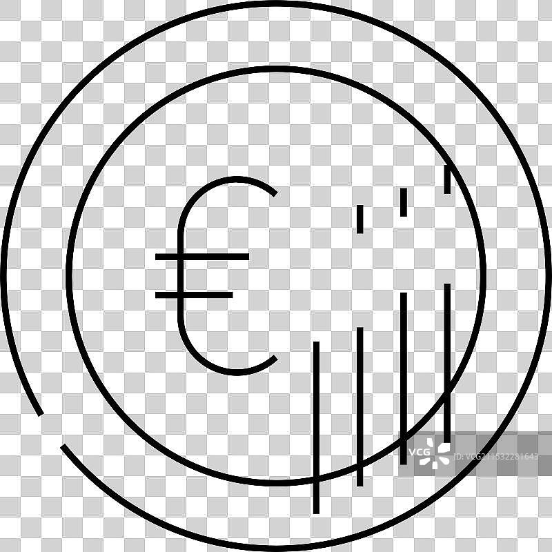 欧元硬币线条图标图片素材