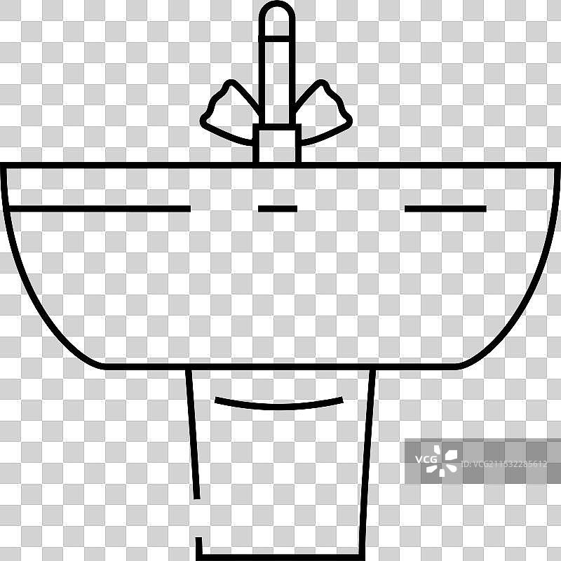 浴室内的洗手池线条图标图片素材