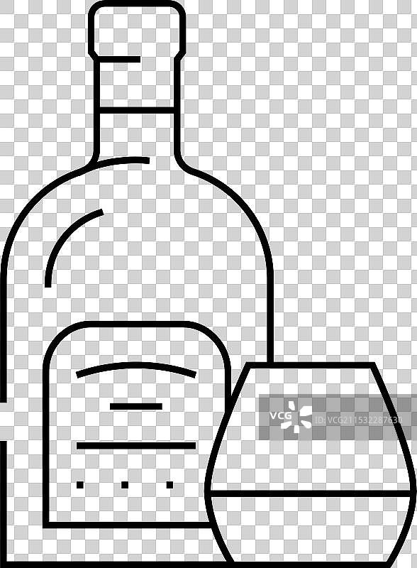朗姆酒瓶线条图标图片素材