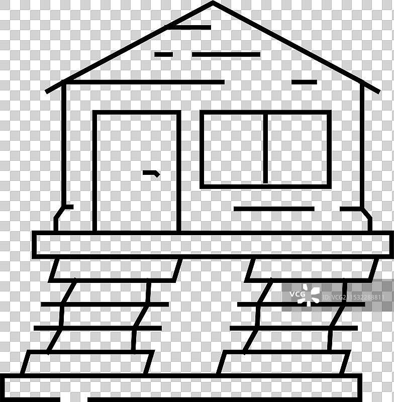 房屋保护地震线条图标图片素材