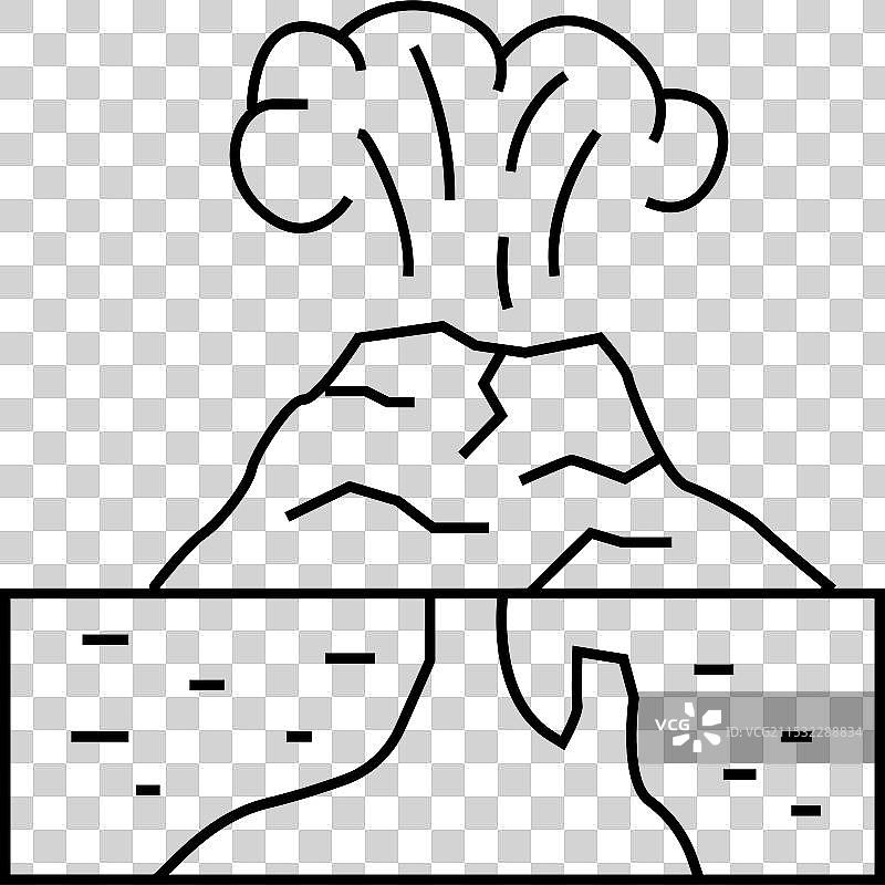 火山地震灾害线条图标图片素材