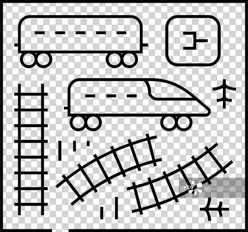 婴儿玩具套装线条图标图片素材