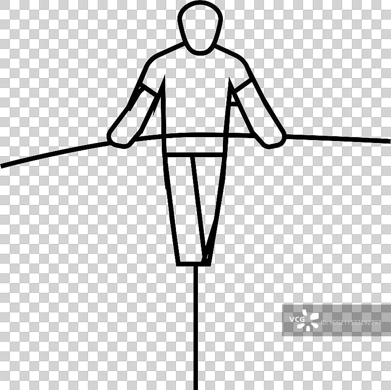 马戏团复古表演的走钢丝者线条图标图片素材