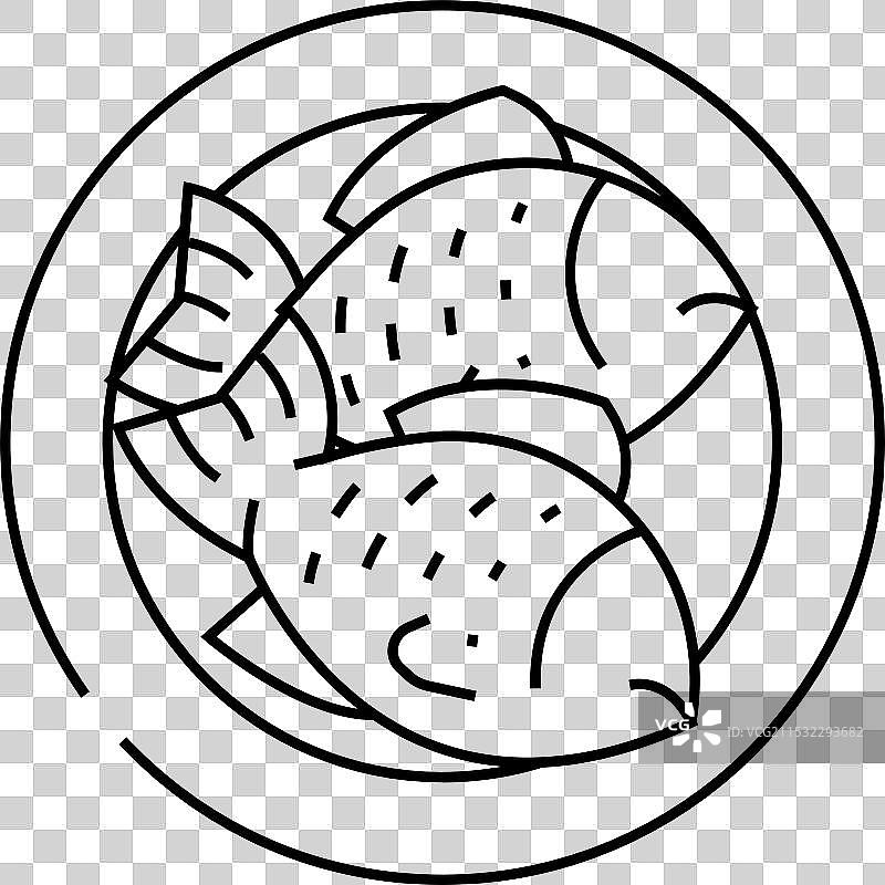 鲷鱼烧日本食品线条图标图片素材