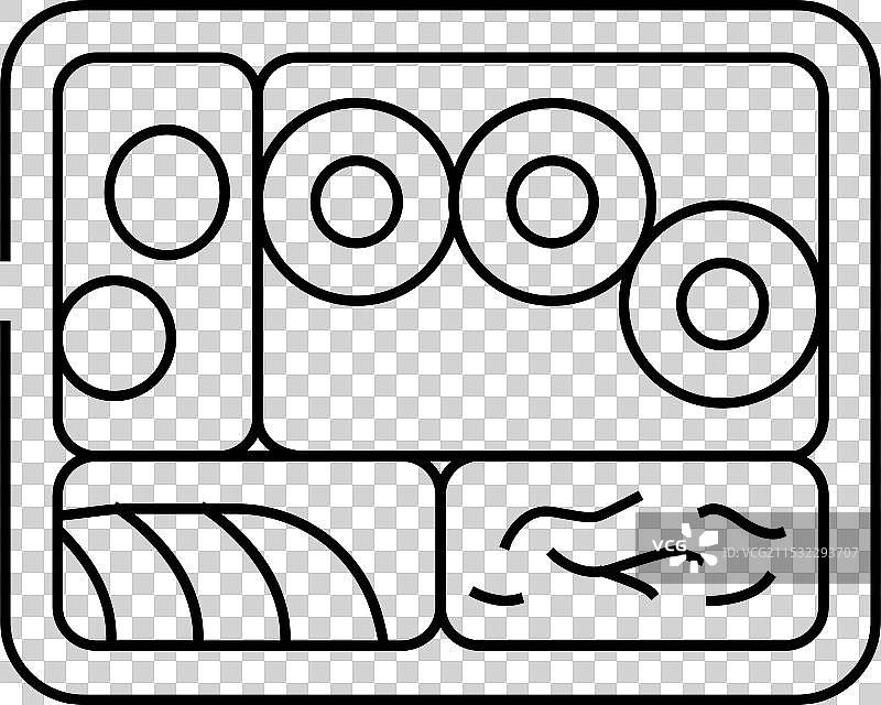 日式便当盒食品线条图标图片素材