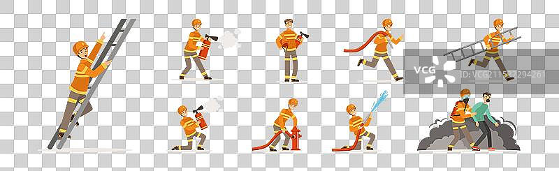 消防员角色正在进行救援图片素材