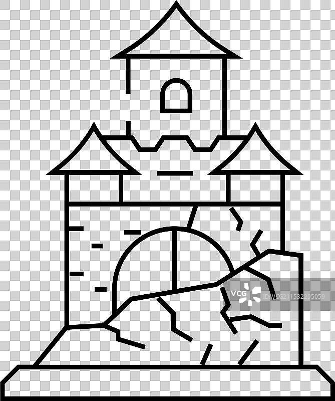 冰雪城堡冬季季节线条图标图片素材