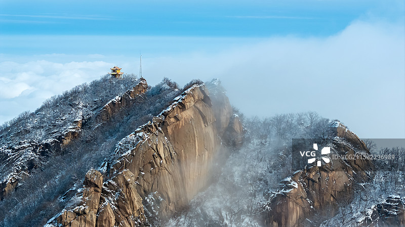 高山雪后云海航拍图片素材