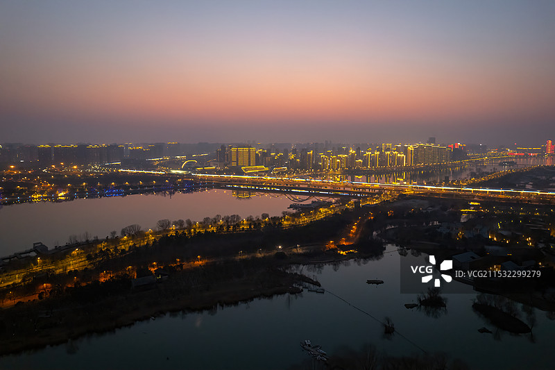 西安世博园夜景航拍图片素材