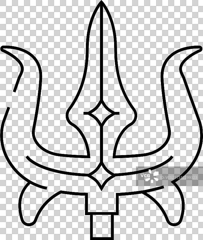 杜尔迦三叉戟线条图标图片素材