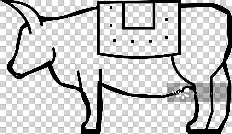 印度教中的神圣动物牛线条图标图片素材