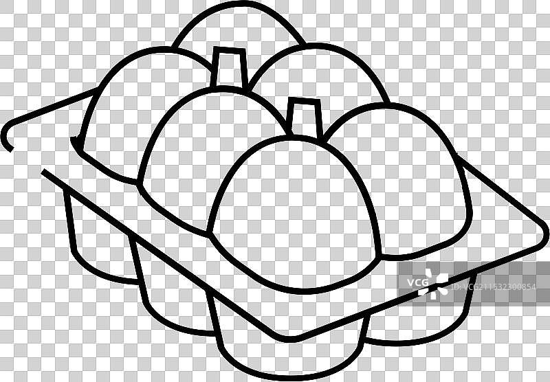 鸡蛋盒和母鸡线条图标图片素材