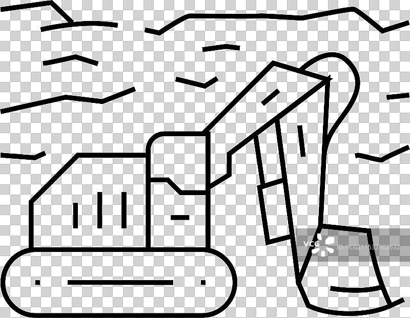 矿业作业线条图标图片素材