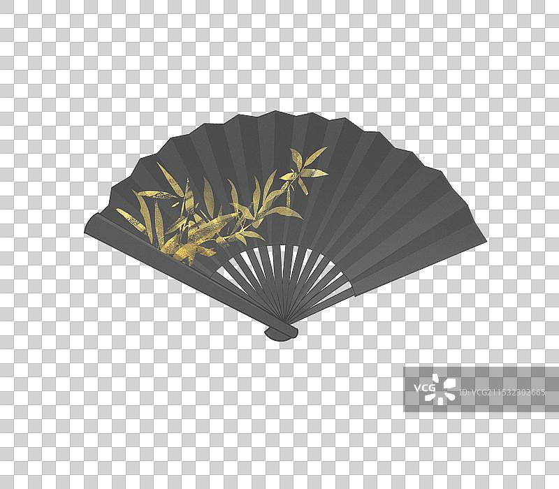 一把黑金色的国风折扇图片素材