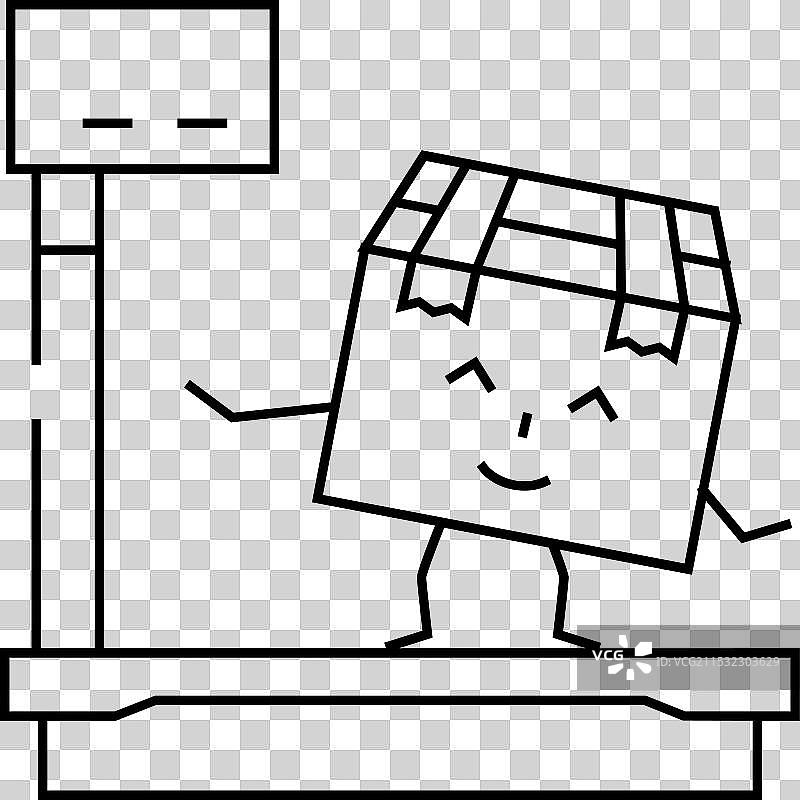 纸箱秤重角色线条图标图片素材