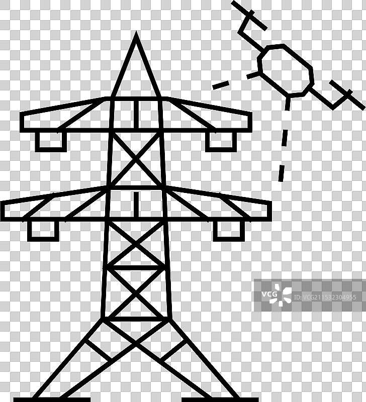 电力线巡检无人机线条图标图片素材
