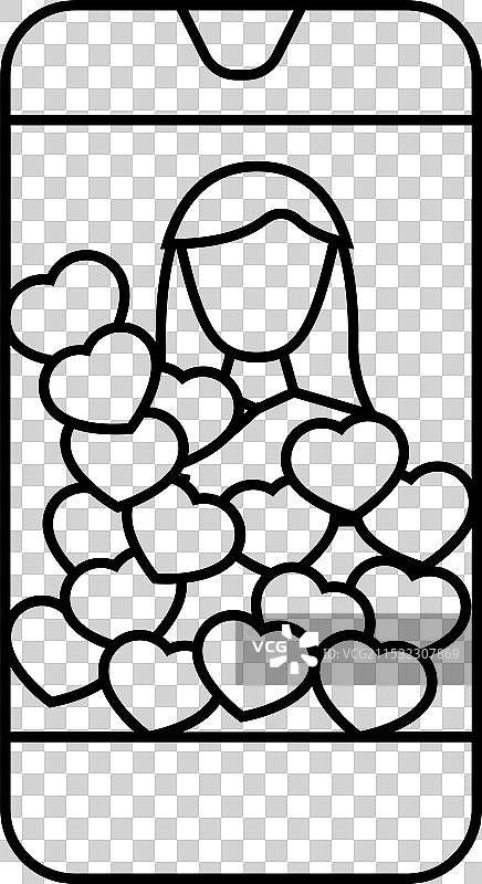 社交媒体病毒式内容线条图标图片素材