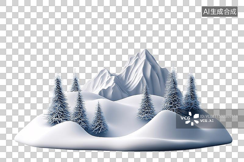 【AI数字艺术】3D雪山盆景图片素材