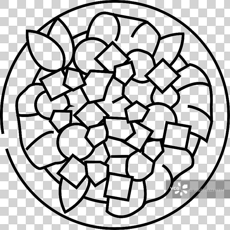 希腊沙拉美食线条图标图片素材