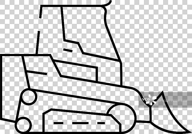 滑移装载机施工车辆线条图标图片素材