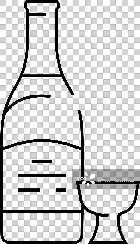 韩国料理的米酒饮品线条图标图片素材