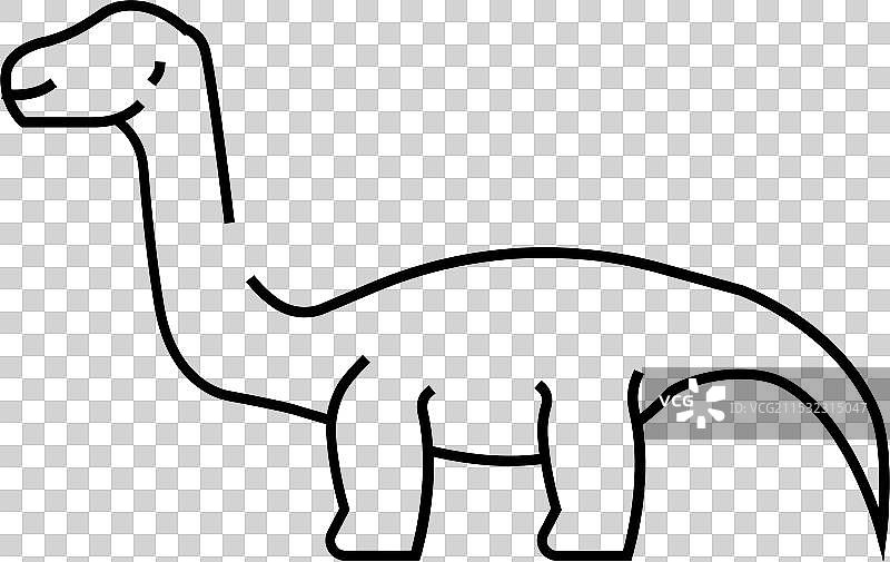 双脊龙恐龙动物线条图标图片素材