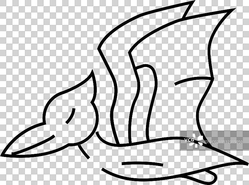 翼龙恐龙动物线条图标图片素材