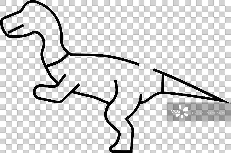 迅猛龙恐龙动物线条图标图片素材