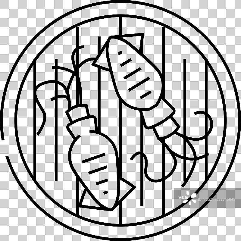 烤鱿鱼海鲜菜肴线条图标图片素材