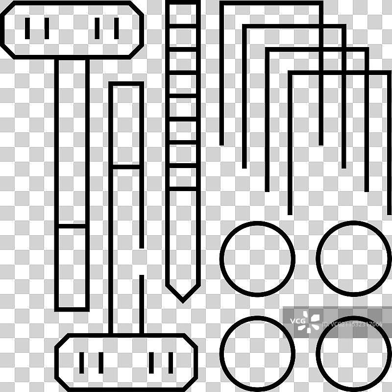 击球的槌球游戏线条图标图片素材