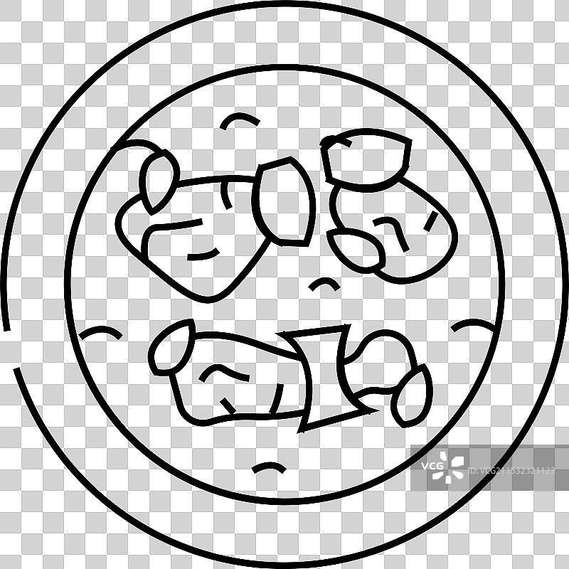 印度菜肴的印度咖喱文达卢图线条图标图片素材