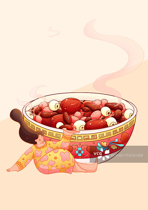 腊八粥人物插画图片素材