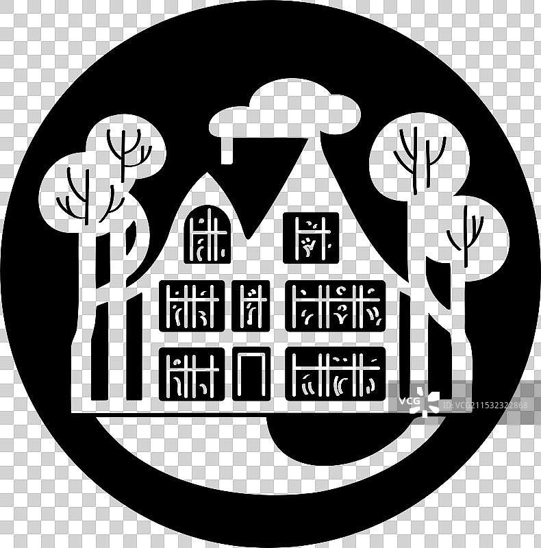 徽章房屋或小屋，图标是一个大型的图片素材