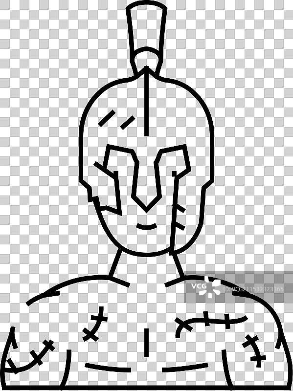 角斗士战斗斯巴达罗马线条图标图片素材