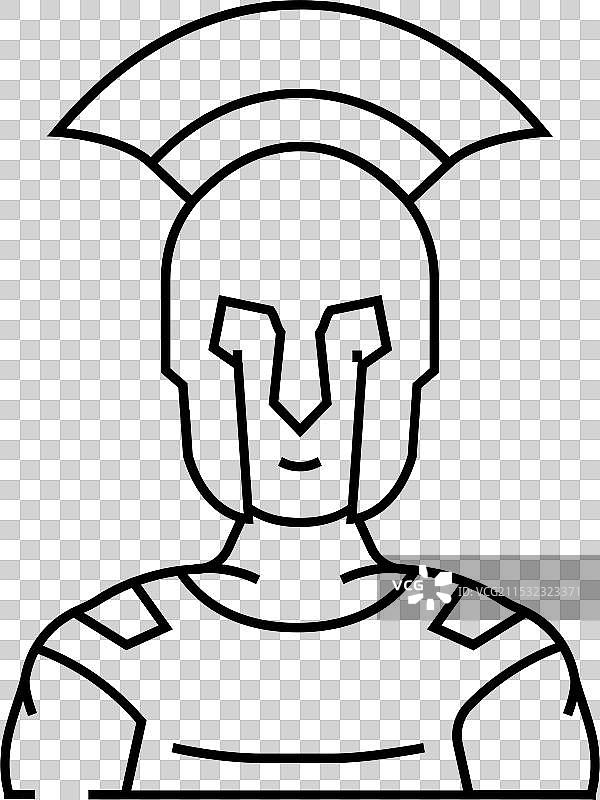 罗马希腊角斗士士兵线条图标图片素材