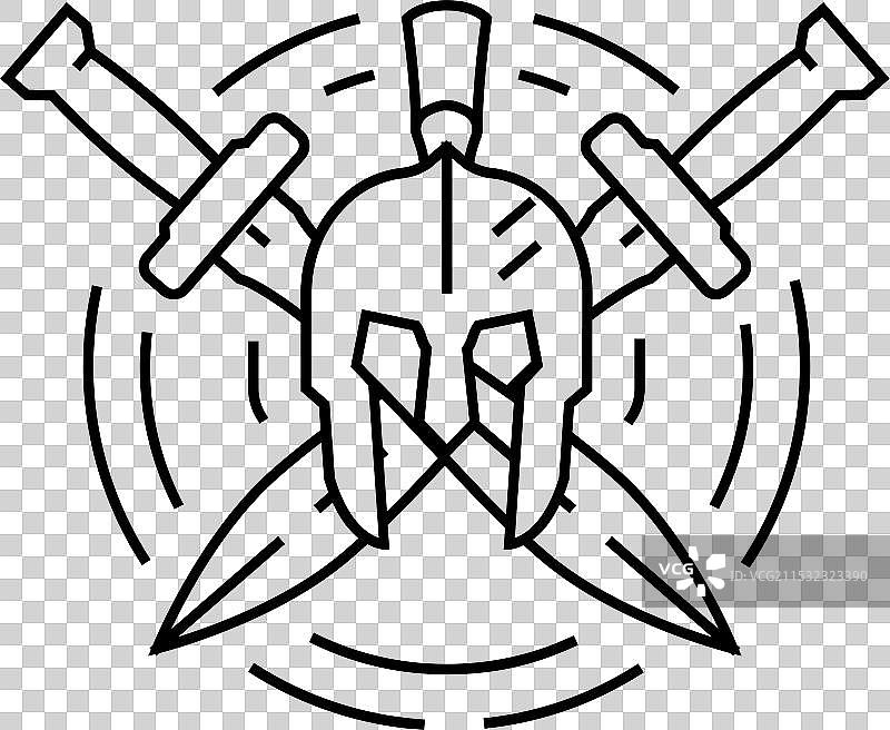 斯巴达罗马希腊徽章线条图标图片素材