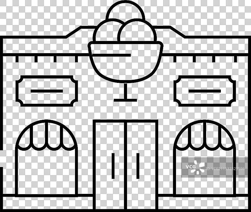 冰淇淋店街咖啡馆线条图标图片素材