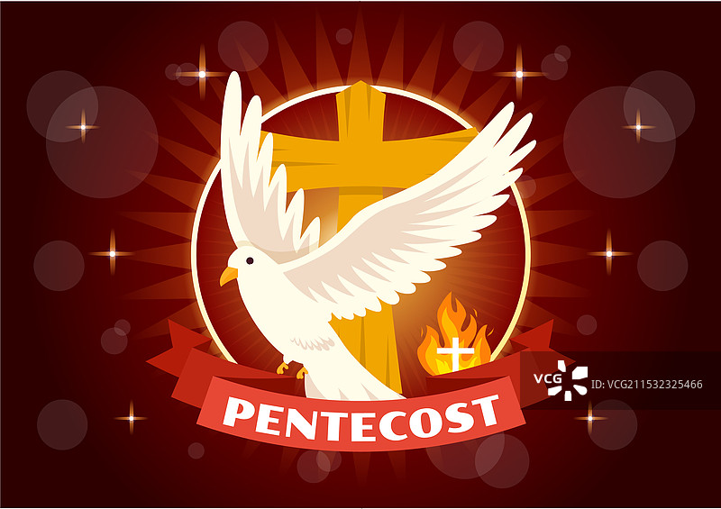五旬节主日，火焰与圣灵鸽子图片素材