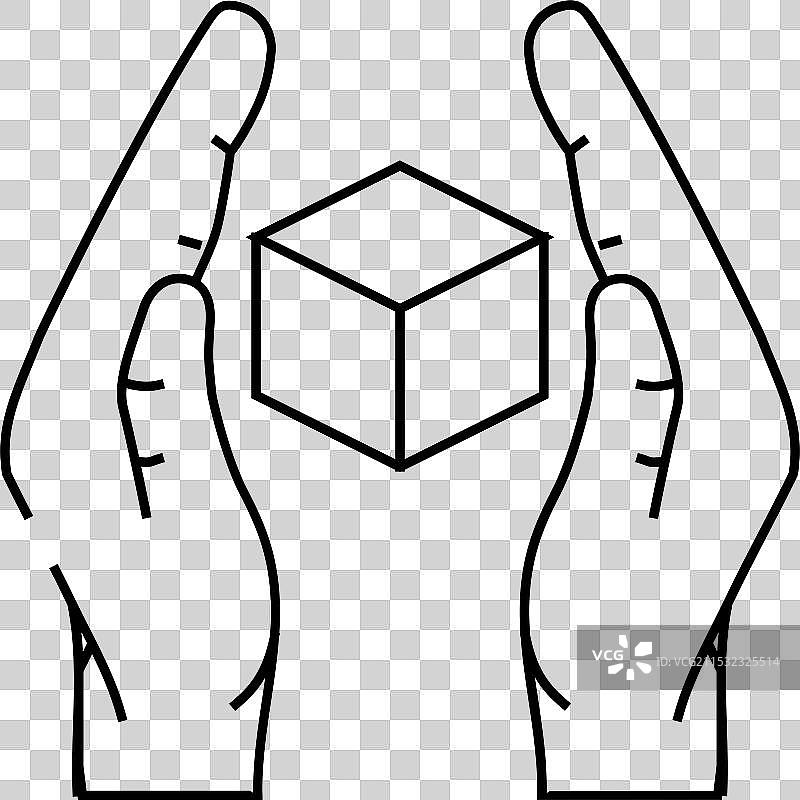 小心轻放产品标签警告线条图标图片素材