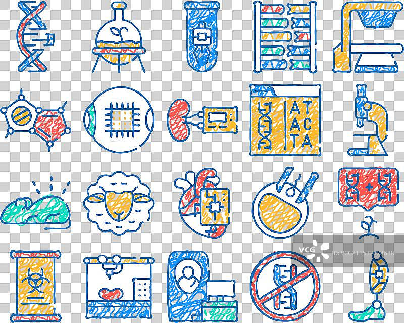 生物技术图标手绘图图片素材