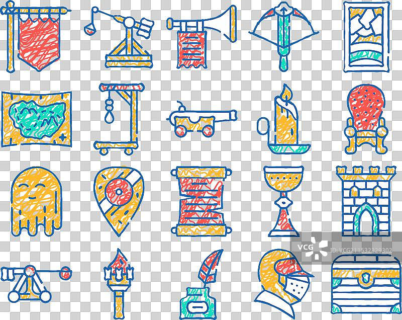 手绘的中世纪图标图片素材