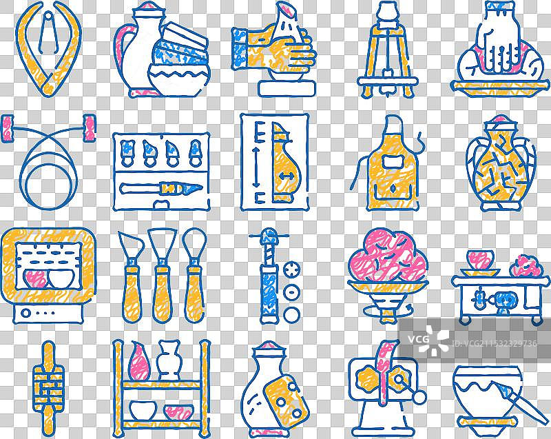 手绘黑色陶艺制作图标图片素材