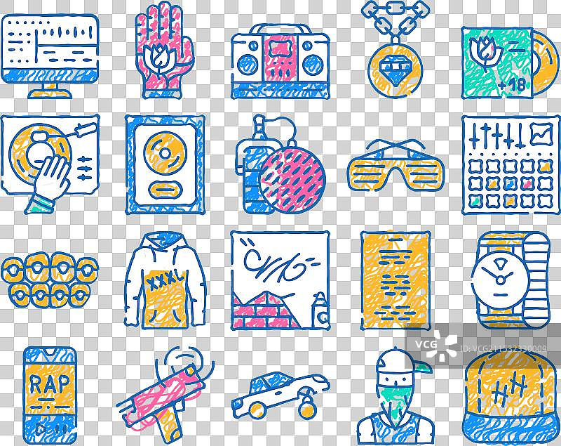 手绘的嘻哈和说唱音乐偶像图片素材